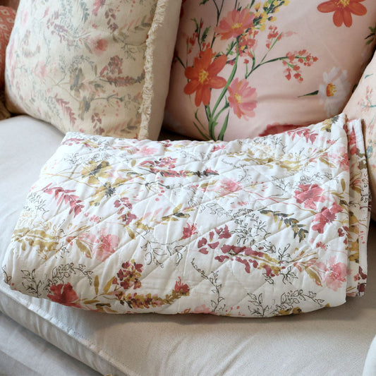 Chic Antique - Vintage Quilt Steppdecke mit Wildblumen 130x180 cm