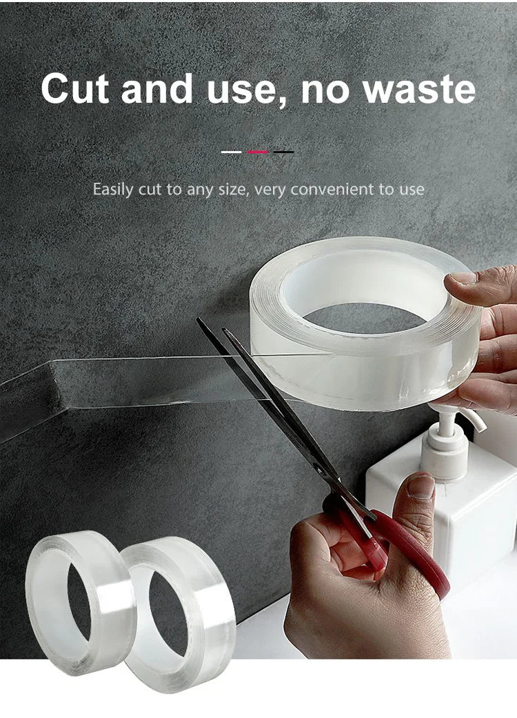 🔥🔥Transparent nano magic tape that leaves no residue, reusable double-sided handle