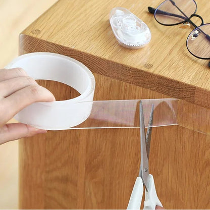 🔥🔥Transparent nano magic tape that leaves no residue, reusable double-sided handle