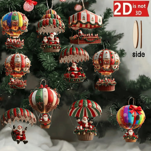 10 wooden Christmas baubles 2D Santa Claus!