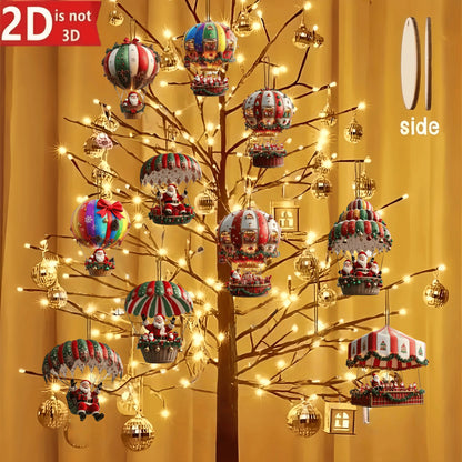 10 wooden Christmas baubles 2D Santa Claus!