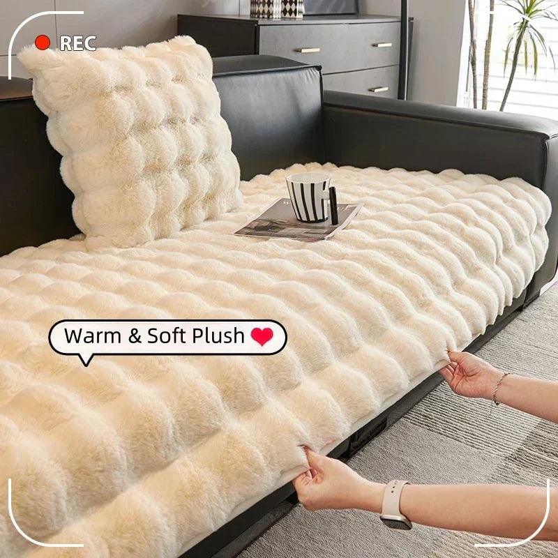 Soft, non-slip plush sofa cover