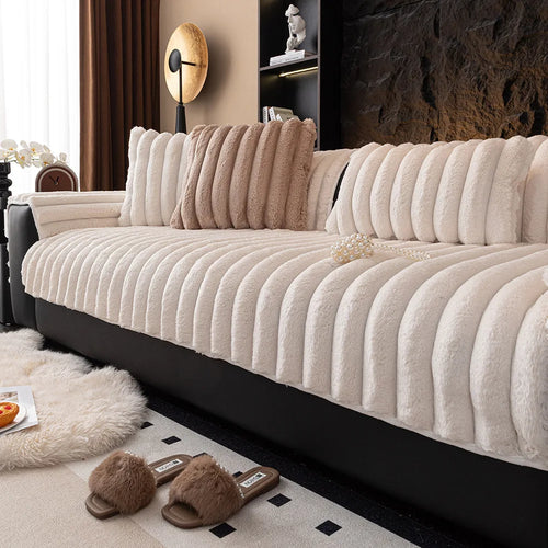 Plüschsofabezug mit dickem, rutschfestem Winterkissen