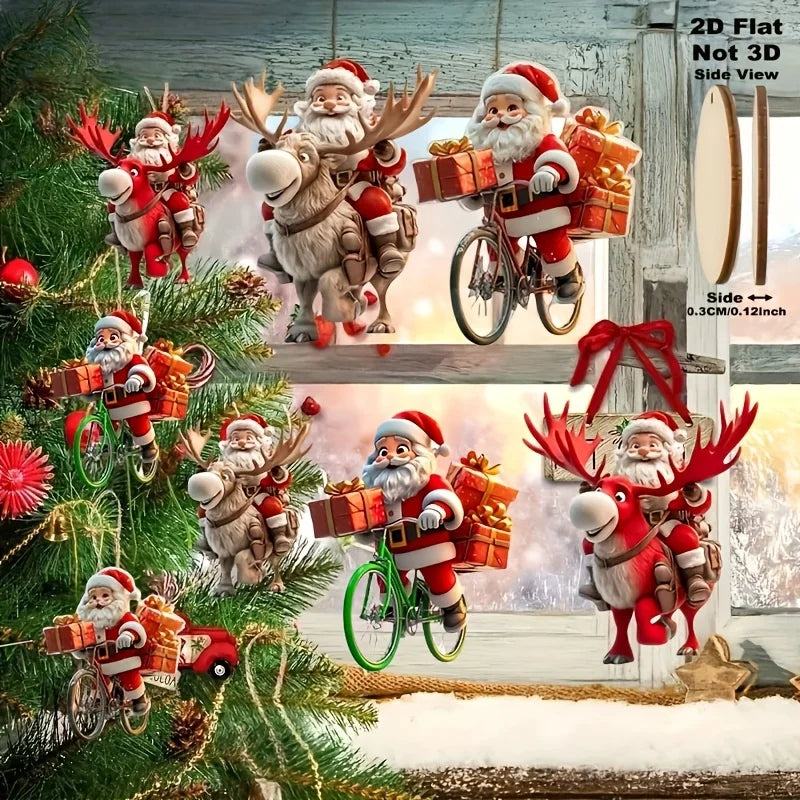 2D wooden Christmas bicycle Santa Claus - 8/16/24 units