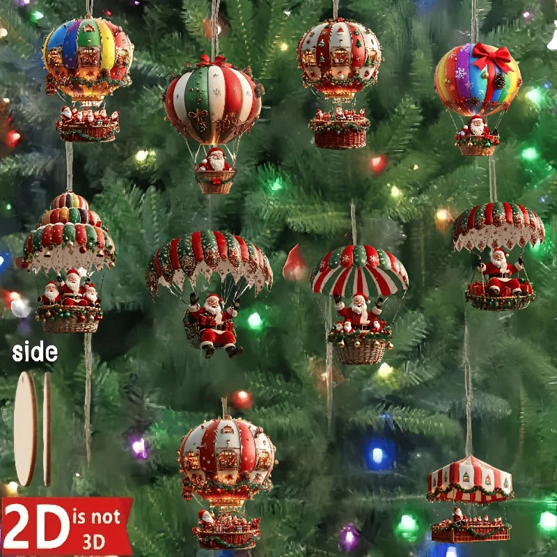 10 wooden Christmas baubles 2D Santa Claus!