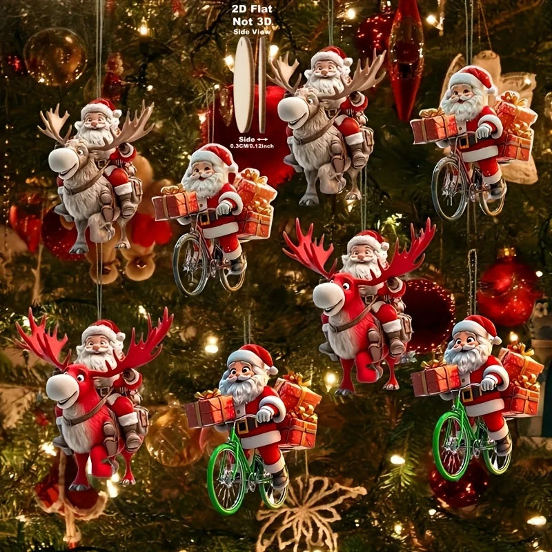 2D wooden Christmas bicycle Santa Claus - 8/16/24 units