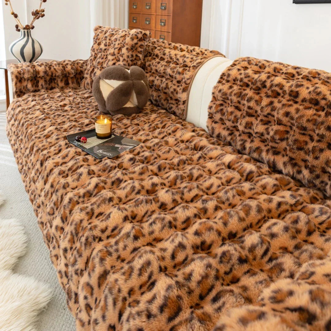 Soft, non-slip plush sofa cover