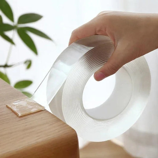 🔥🔥Transparent nano magic tape that leaves no residue, reusable double-sided handle