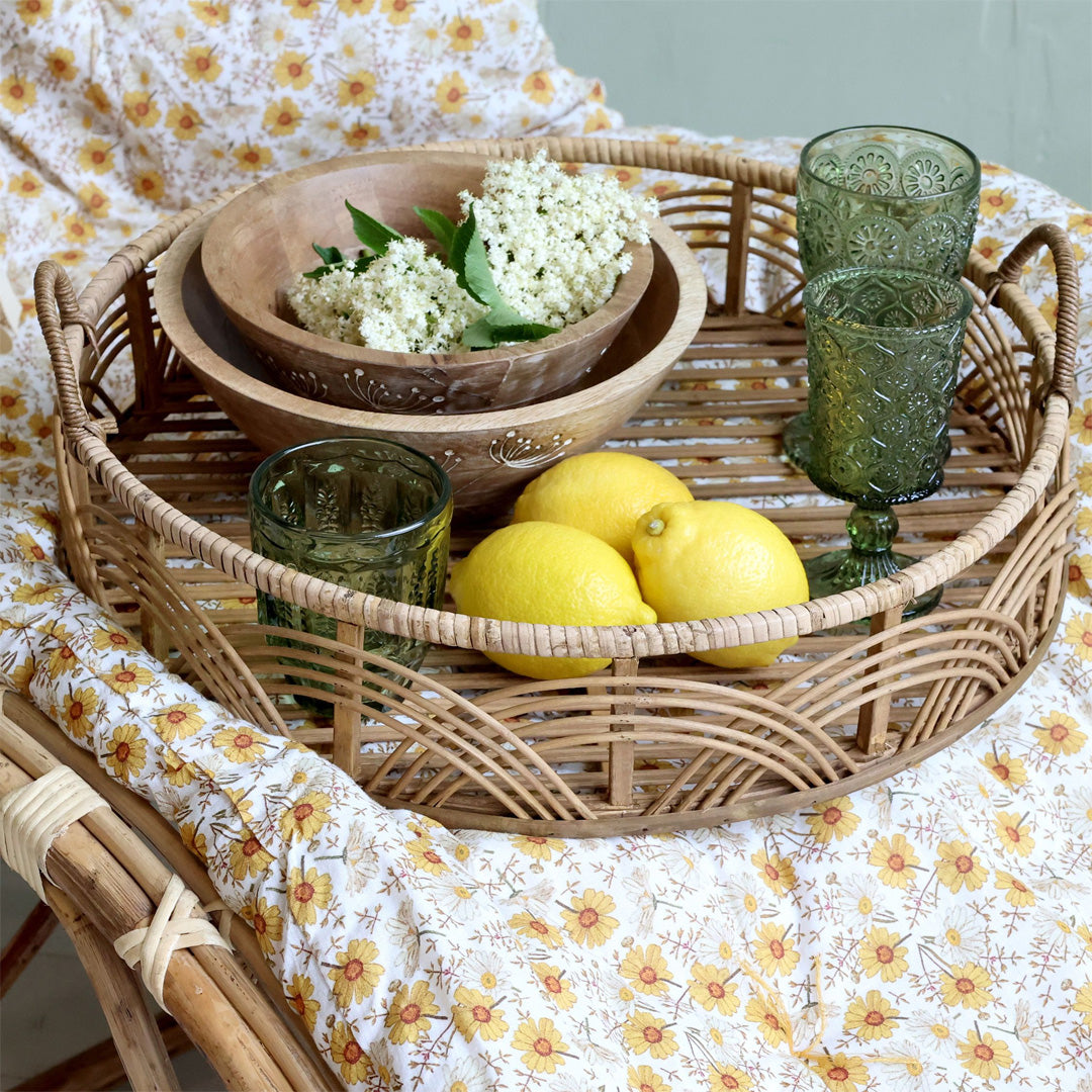 Chic Antique – Runde Serviertablett aus Rattan & Bambus, Ø45 cm