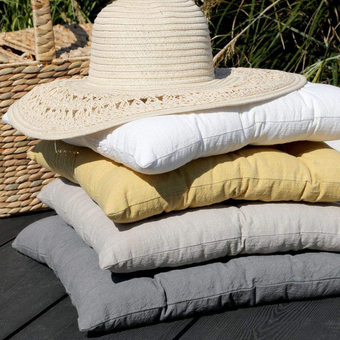 Chic Antique - 4 Stk. Nimes Boxkissen mit Bändern – Anthrazit