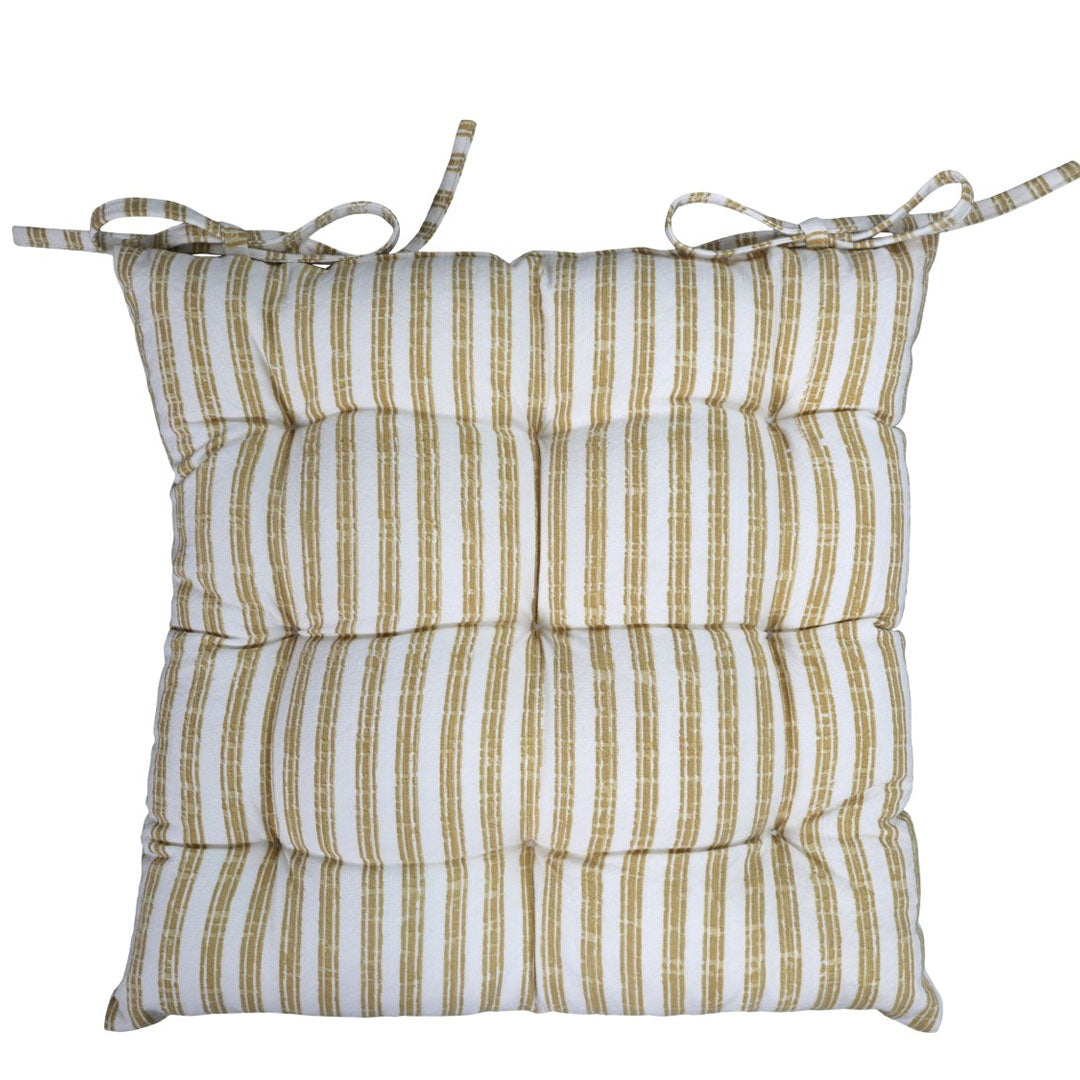Chic Antique - 4 Stk. Nimes Boxkissen mit Streifen und Bändern – Honig