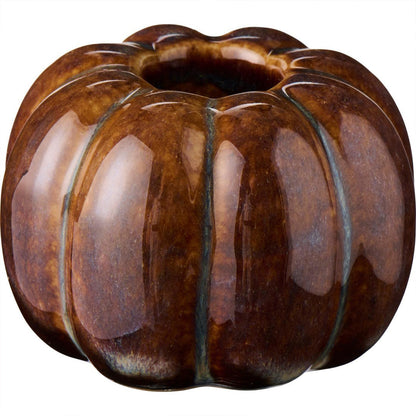 Kürbis-Kerzenhalter aus Steinzeug – dekorative Herbstdeko